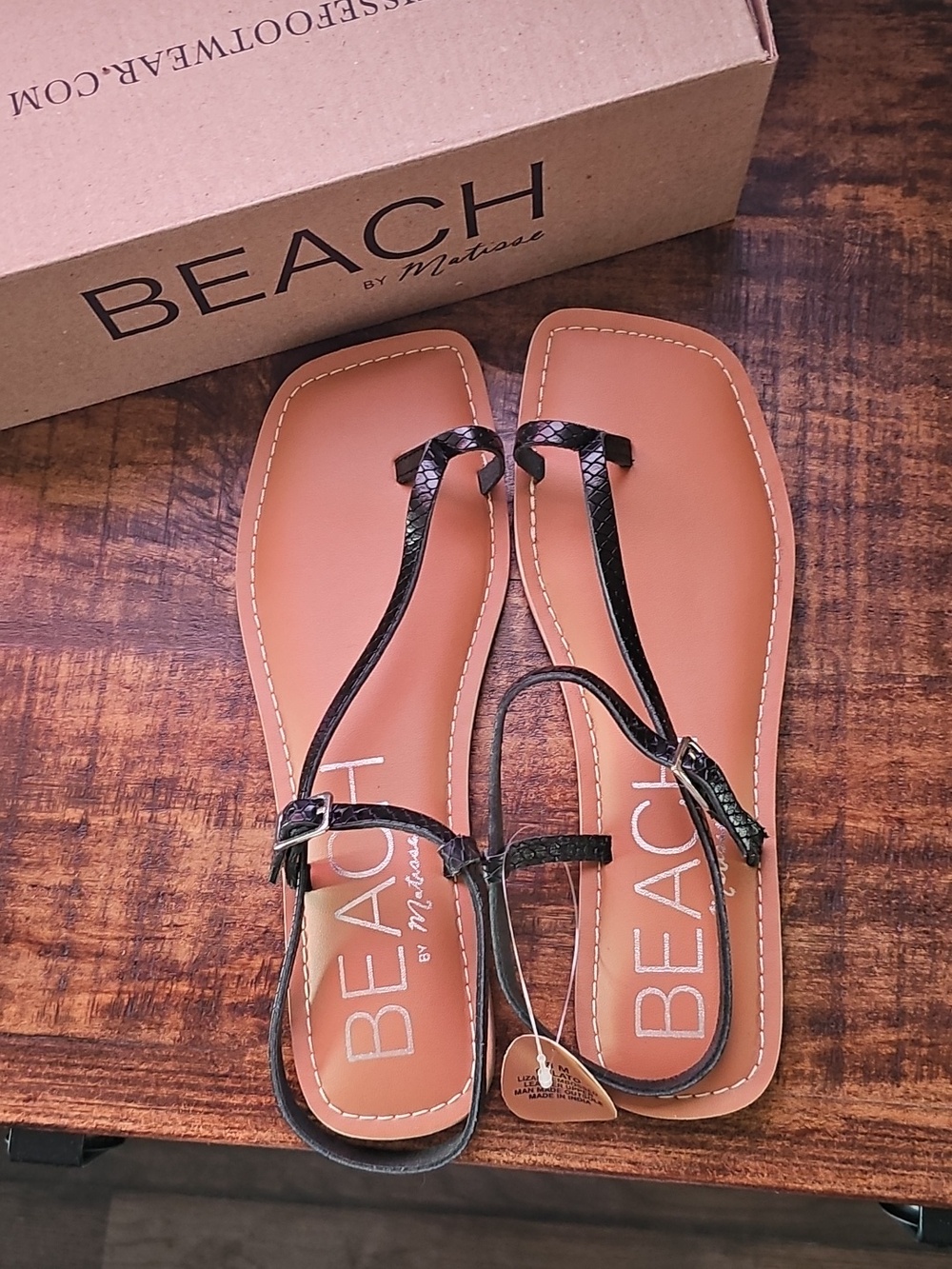 NWT BEACH Matisse Leather Women's Black Sandals Size 8